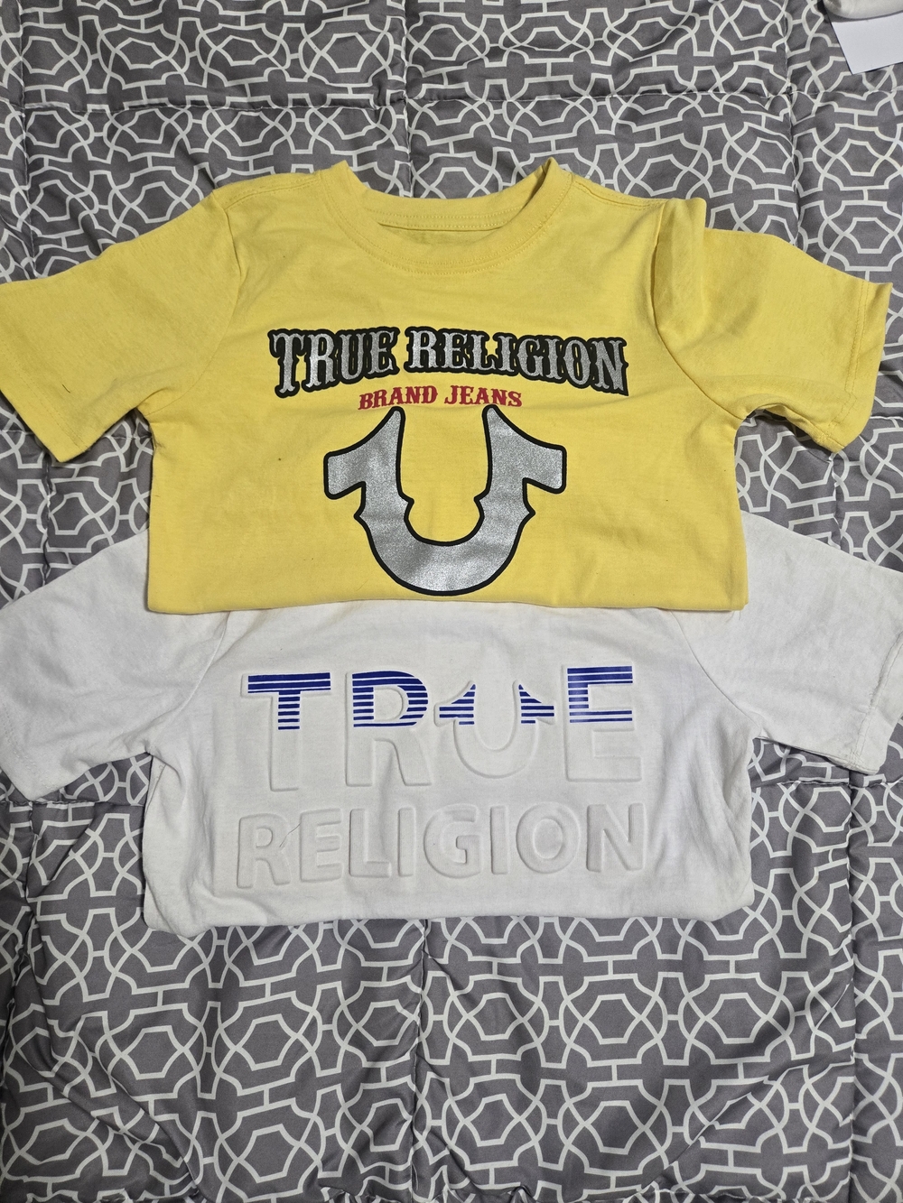 *NWOT*True Religion Yellow and White Kids' Logo Tees -